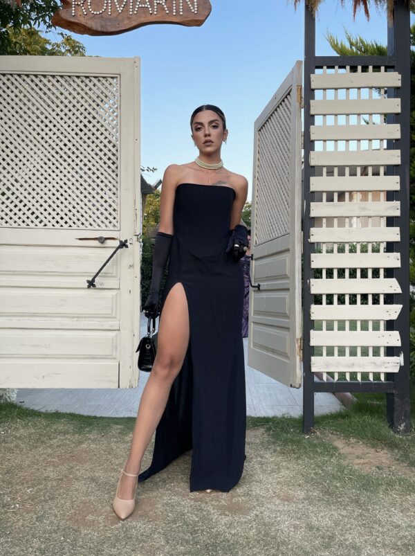 Dreamy Black Slit Corset Dress