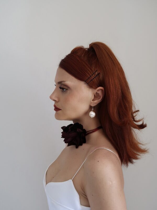 Heartbreaker Burgundy Flower Necklace - Image 4