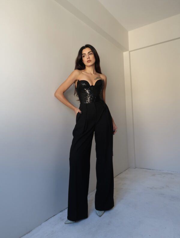 Hollywood Classy Black Wide Leg Trousers