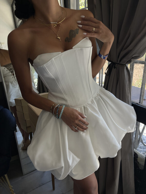 Custom Design White After Party Balloon Dress - Image 2