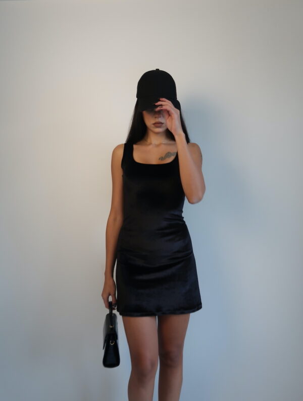 Marigold Velvet Black Mini Dress - Image 2